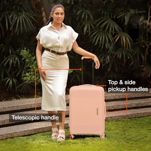 Image of Nasher Miles Coorg Hard-Sided Polypropylene Luggage Set of 2 | 55cm & 65cm | 8 Wheels Small & Medium Trolley Bag for Travel | Suitcase (Peach)