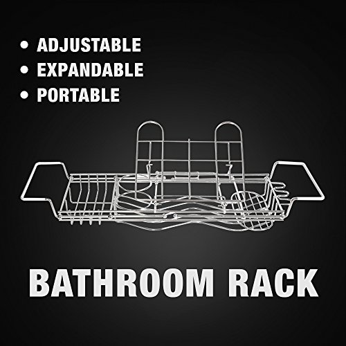 Toilettree Products Stainless Steel Rust Proof Bathtub Caddy With Extending Sides And Book Holder #TOP4