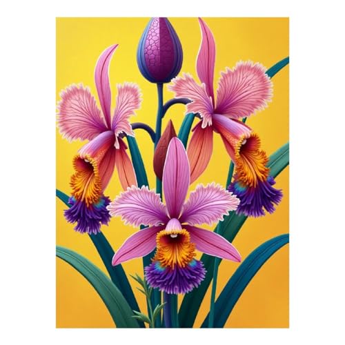 TZTTZT Kits de arte de diamantes para adultos, impresión de orquídea botánica brillante n.º 119, kits de pintura de diamantes para adultos principiantes, pintura de diamantes sin marco para decoración