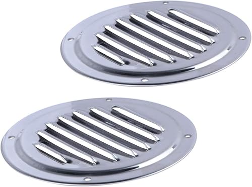 Hoffen Paquete de 2 placas de ventilación redondas de acero inoxidable de 5 pulgadas estampadas con rejillas de ventilación de ventilación de