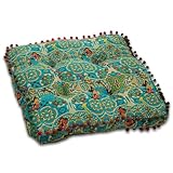 ELEFOCUS Blue Bohemian Seat Cushion,Indoor Boho Chair Cushions for Dining Chairs,Square Chair Pad,Decorative Seat Cushions for Kitchen Chairs (Blue Square A 16X16)