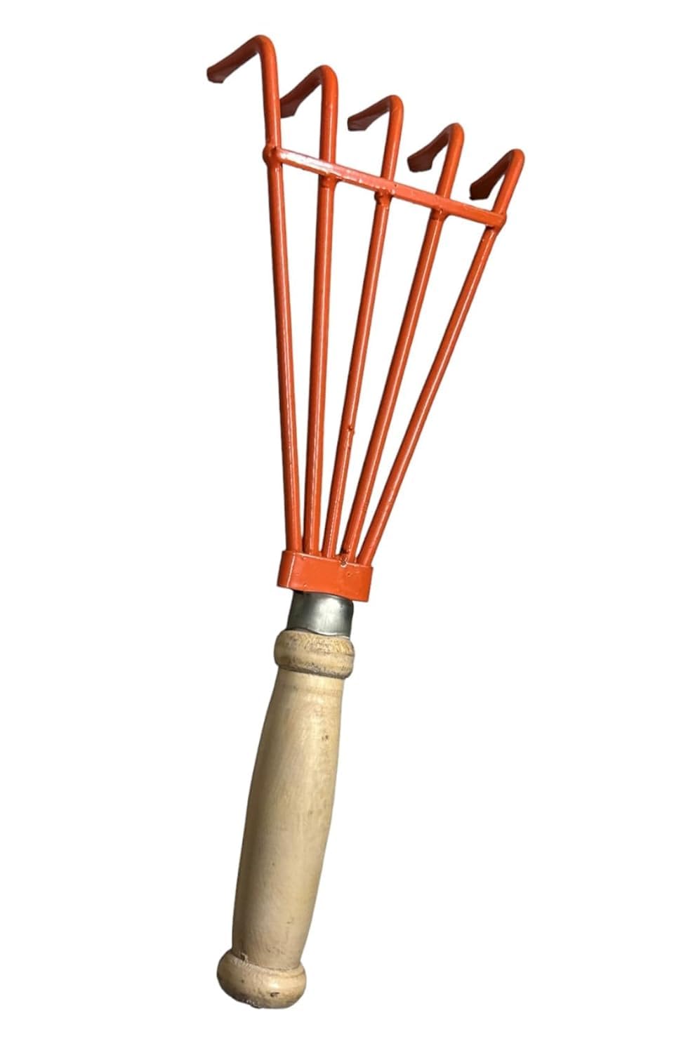 NADEEMS World Garden Hand Cultivator, 5-Tine Metal Head, Wooden Handle, Orange-image-34