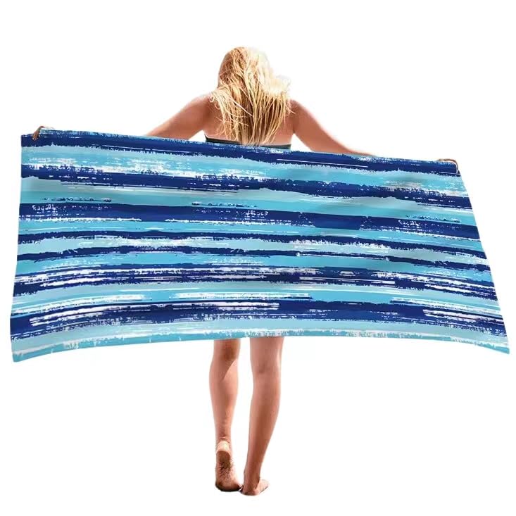 Microfiber Beach Towel 60"x30"Thin Quick Dry Super Absorbent Oversized Lightweight Sand Free Towels for Travel Sports Pool Swim Bath Yoga Women Men (Wave, 30"x60" （75x150 cm）)