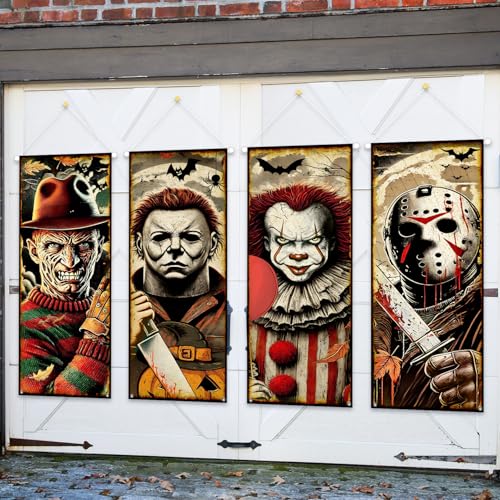 Horror Movie Character Halloween Decorations, Set of 4 Large Horror
