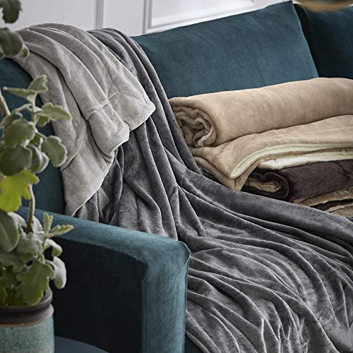 s.Oliver Doublesoft Kuscheldecke 150x200 - super kuschelig & warm, Polyesterflausch Decke grau hellgrau