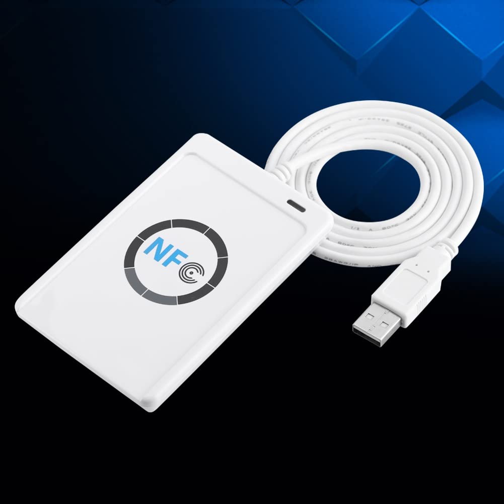 Jadeshay 10 Juegos de lectores NFC RFID, ACR122U Lector de Tarjetas IC sin Contacto Escritor de Tarjetas Inteligentes Etiqueta de Tarjeta Clave con Cable, CD