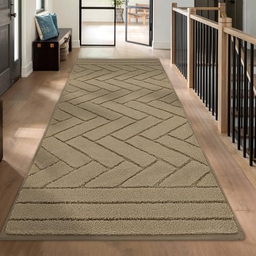 Biscpro Door Mat,60x150cm DoorMat Indoor Washable, Doormat Indoor Dirt Trapper Non-slip,Absorbent Inside Entrance Rug Mat for Entryway,Patio,Garden,Laundry Room,Pets -Tan