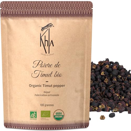 Khla - Pimienta de Timut 100g - Certificada Orgánica - Granos de Pimienta - Bayas de Timur - Pimienta de Pomelo Entera - Especia del Productor Directo - Pimienta Sichuan del Himalaya - Origen Nepal
