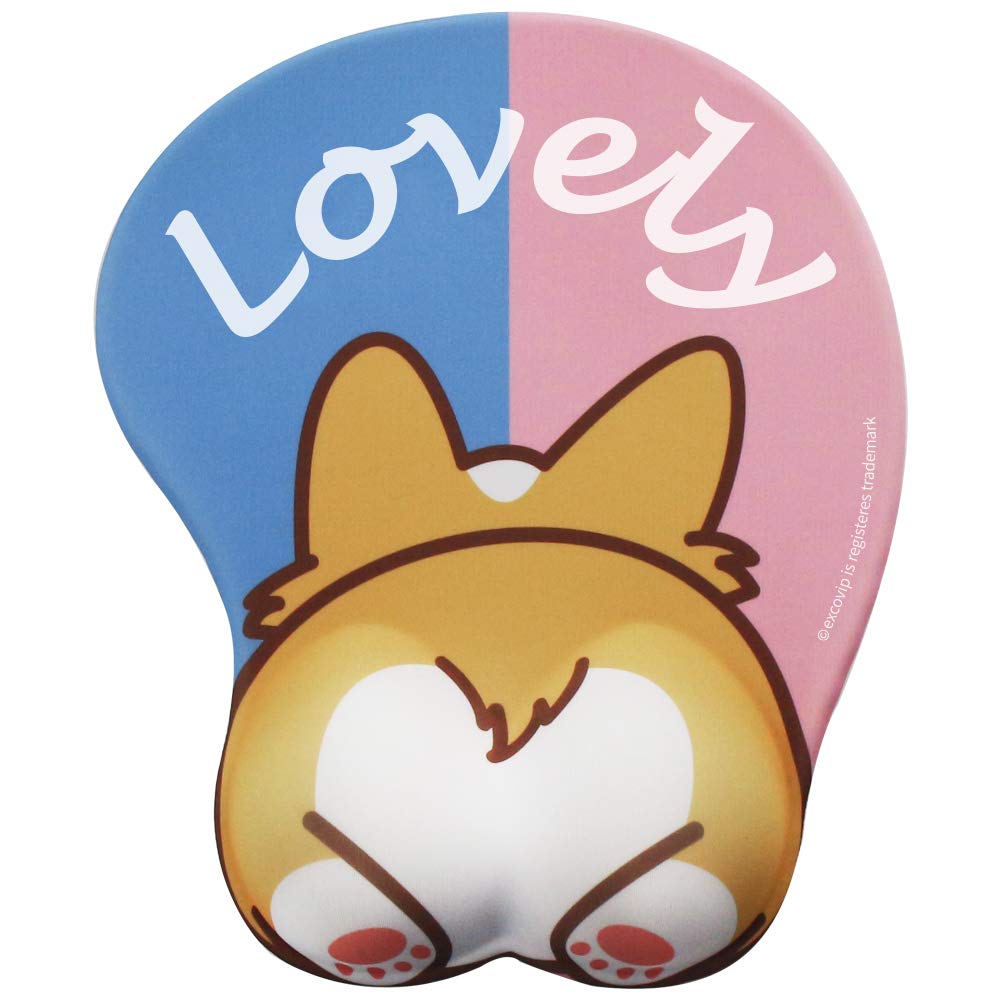 Gel Mouse Pad with Wrist Rest YISK Support Pad, Gaming Ergonomic Mouse Pad with Milk Cloth | Cute Corgi Dog