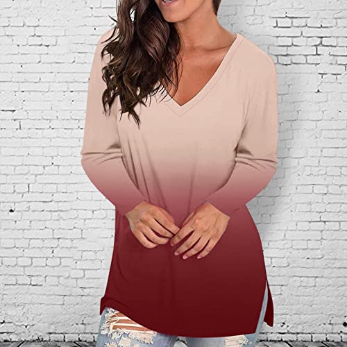Winter lange mouwen oversized t-shirt casual tops vrouwen 2021 blusas v hals stropdas kleurstof kleding t-shirts plus… - Image 4