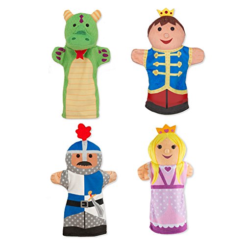 Melissa & Doug Palace Pals Hand Puppets (Set of 4) - Frustration Free Packaging - Prince, Princess, Knight, and Dragon, Multicolor