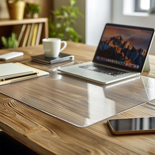 Sous-main de bureau 70x35 cm en PVC givré semi-transparent avec bords arrondis