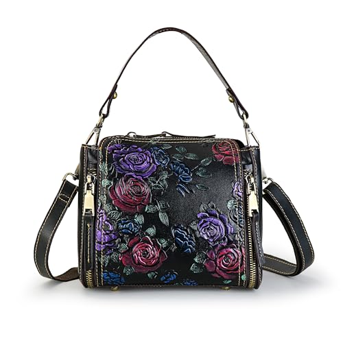 Image of Women Satchel Handbags Crossbody Bag Top Handle Purse Vintage Embossing Shoulder Bag Small Purse