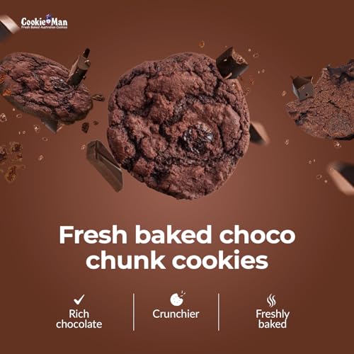 Image of CookieMan Choco Chunk Cookies - 250g | Rich & Chewy Chocolate Chunk Australian Cookies | Baked to Perfection for Ultimate Indulgence | Perfect for Snacking, Sharing & Gifting
