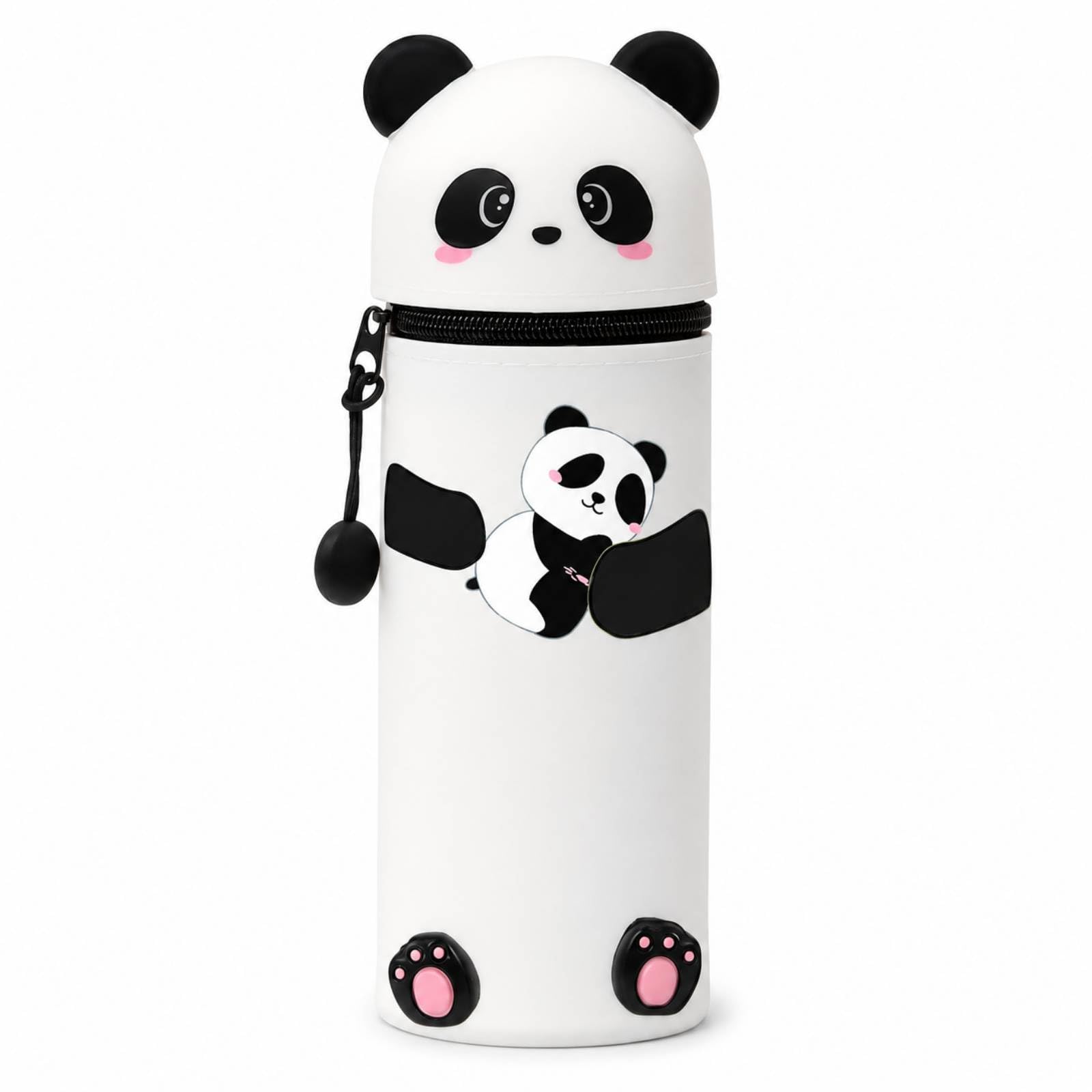 JADUFHU Cute Panda Silicone Pencil Case, Desk Pen Holder