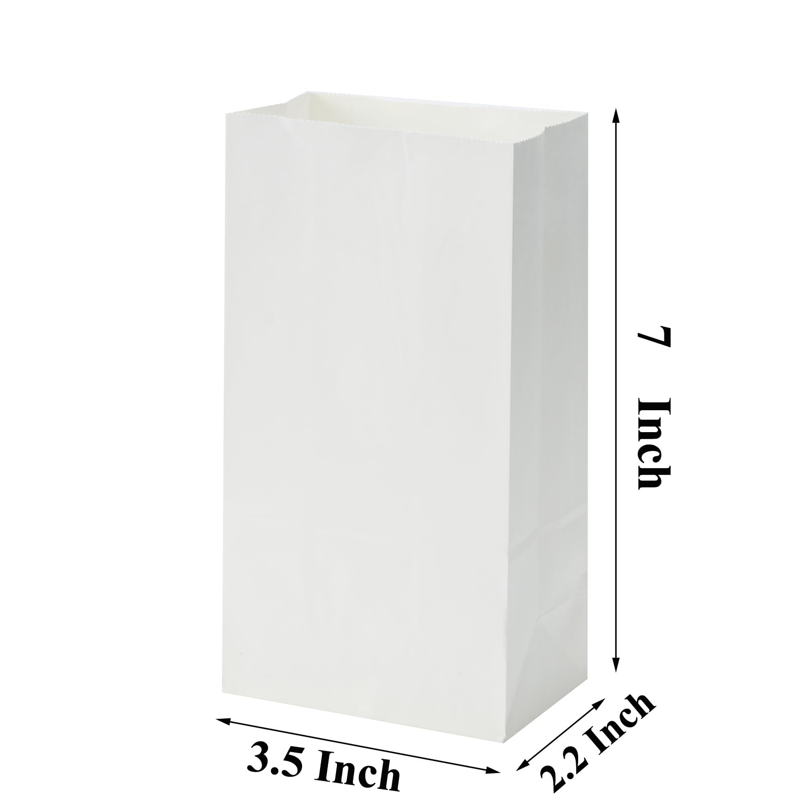 50 bolsas de papel kraft blanco de 1 libra de 3.5 x 2.2 x 6.7 pulgadas para almuerzo, desayuno, sándwiches, galletas, dulces, manualidades
