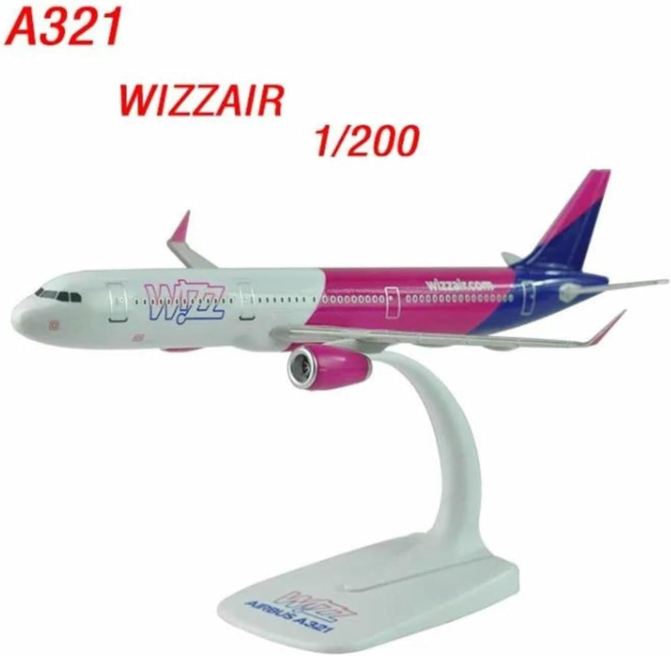 Avión exhibición Escala 22 cm para Wizz Air A321 Base Resina estática avión Terminado maqueta Adorno para área recepción Ideal para Regalar