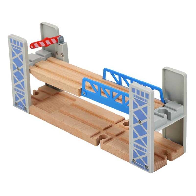 Happyyami Wooden Train Track Bridge Toy Accessory for Kids Railway Play Compatible with Wood Train Sets Stimulates Logical Thinking and Creative Building