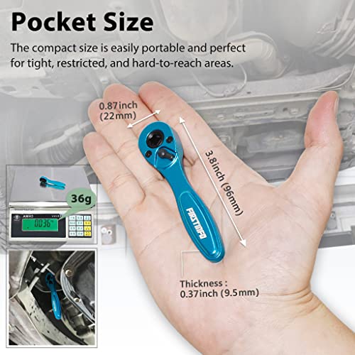 FIRSTINFO F32423B Dual Drive 1/4 Inch Hex Bit and Socket Micro Ratchet Wrench- Light Weight Aluminum, 72T Reversible - Image 3
