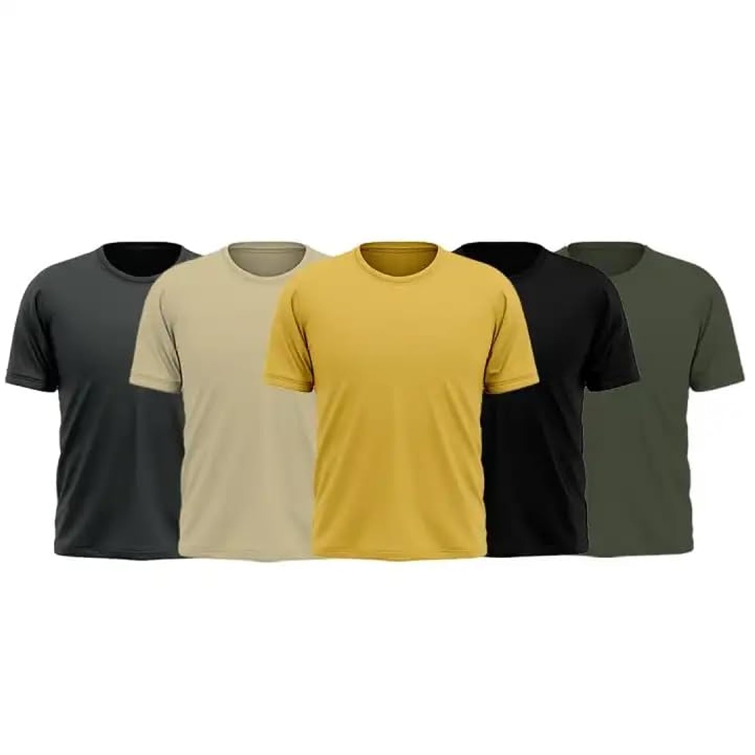 GenericMen's Cotton Plain Crewneck T-Shirt - Short Sleeve Casual Tops for Men & Boys,Pack 5