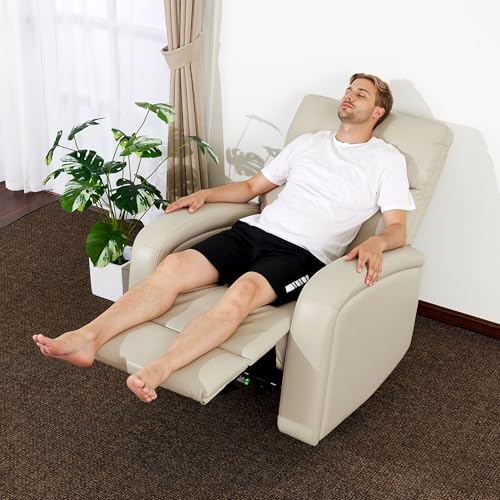 Sillón Plegable Beige de Cuero Sintético miniatura 2