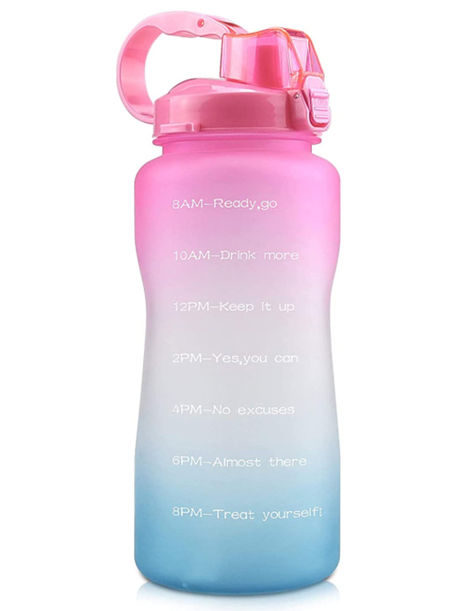 Hey2L 3.8L Leakproof Tritran BPA Free Water Bottle, Sports Water Bottle, with Motivational Time Marker, for Gym Run Office Biking Running Workout Outdoor Sport Picnic,Pink,M