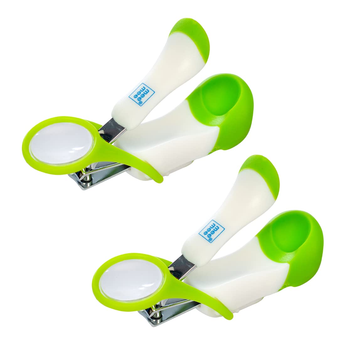 Mee Mee Gentle Nail Clipper (Pack of 2 - With Magnifier, White/Green)