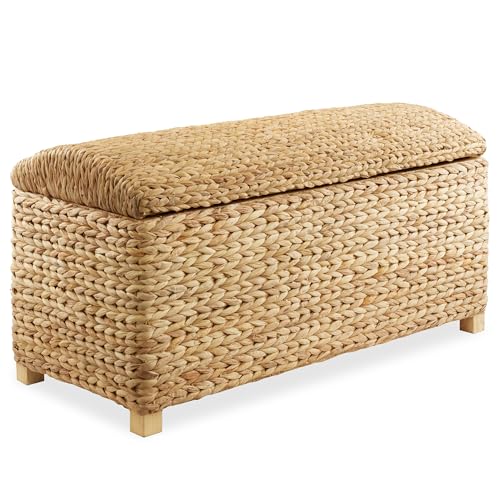 Image of Casafield 36" Storage Trunk with Curved Lid and Safety Hinge - Natural, Water Hyacinth Wicker Storage Chest for Bedroom, Entry Way, Living Room