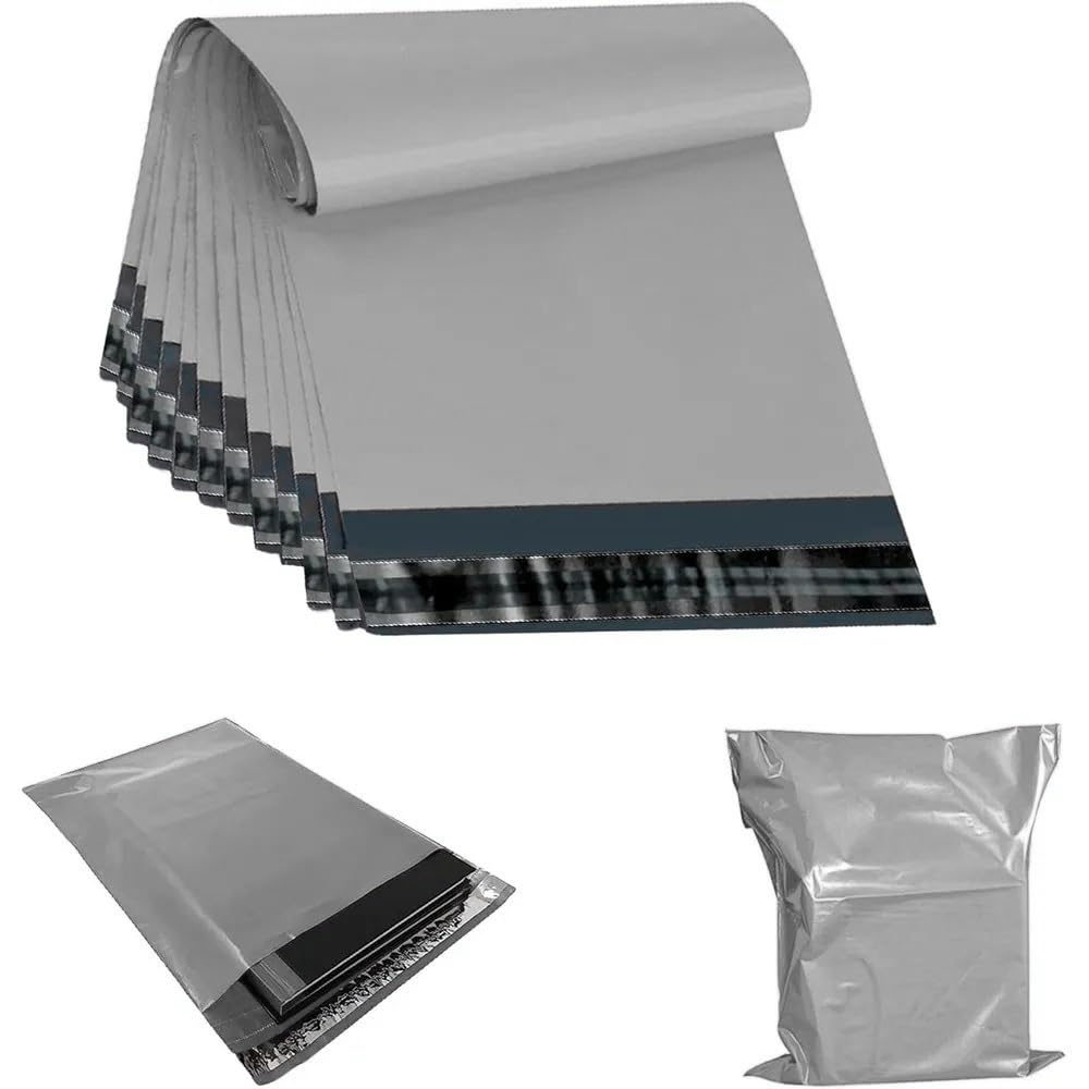 100 X Efforias 9 X 12 Grey Mailing Bags | Self Adhesive | Waterproof and Tear-Proof Postal Bag