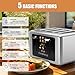 whall 4 Slice Touch Screen Toaster, Stainless Steel Toasters Digital Timer, Dual Control Panel Toasters，6 Shade Settings＆6 Bread Types, Smart Wide Slots, Bagel, Cancel, Defrost,Flat lever Silver