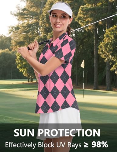 Image of LOMON Womens Golf Polo Shirts Summer Short Sleeve 1 /4 Zip Tops Moisture Wicking Casual Tennis Activewear with Pockets