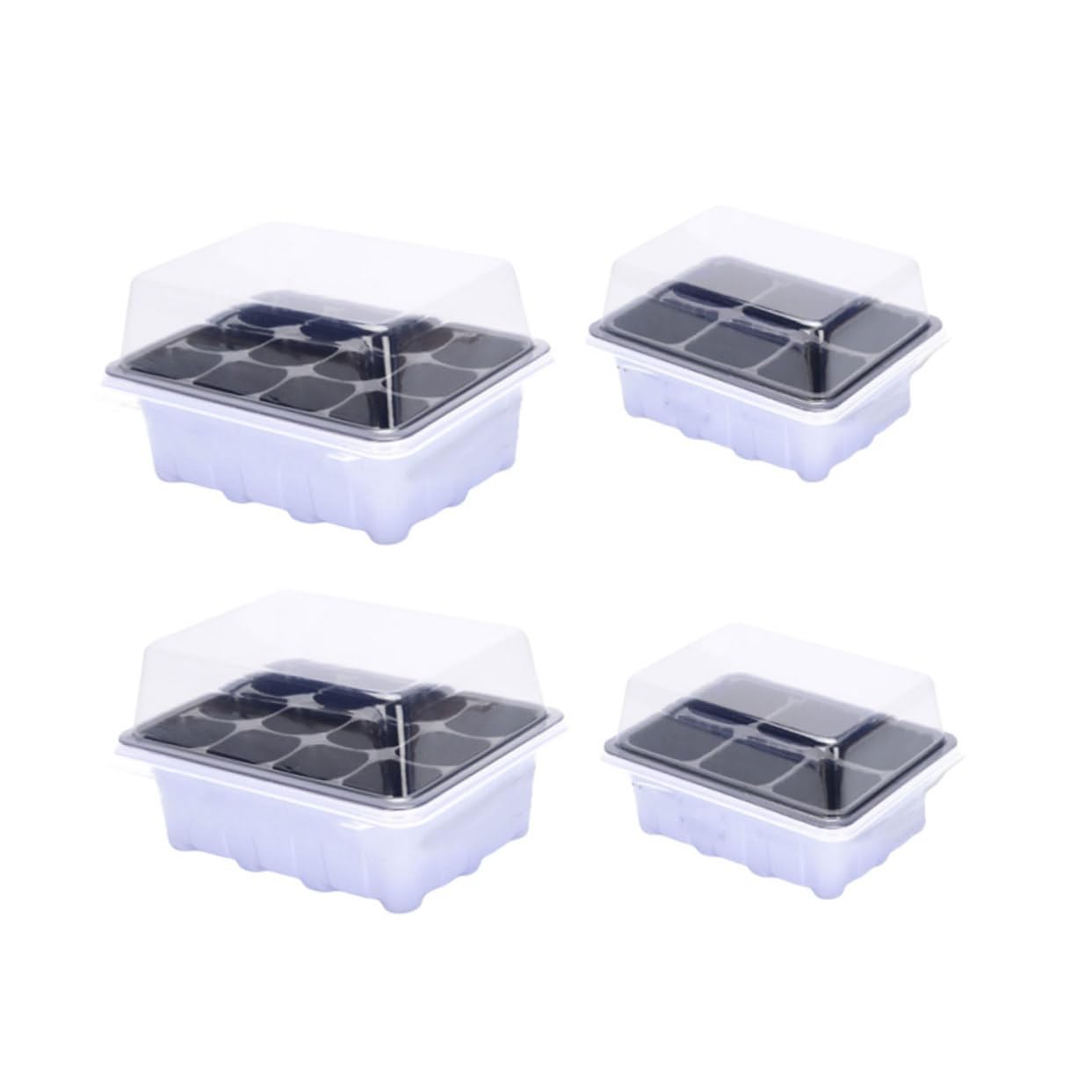 BCOATH 4Pcs Gardening Tray Cells Nursery Pots with Transparent Lids for DIY Planting Durable Growing Containers for Home Gardening and Professional Use