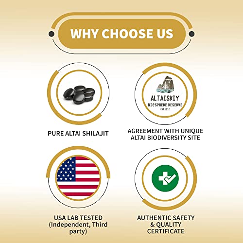 Premium Pure Shilajit Dry Drops By Siberian Green Altai "Golden Mountains" - 120 Count (200 Mg) Authentic Safety & Quality Certificate - Us Lab Tested Fulvic Acid #TOP4