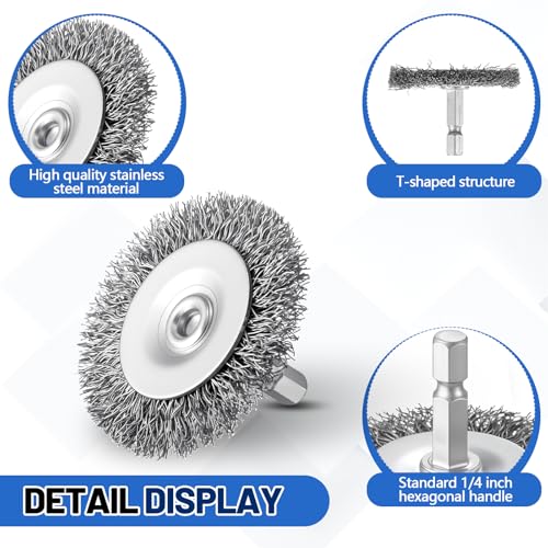 Image of Moxweyeni 40 Pcs 2 Inch Stainless Steel Wire Wheel Brushes for Drill Bits