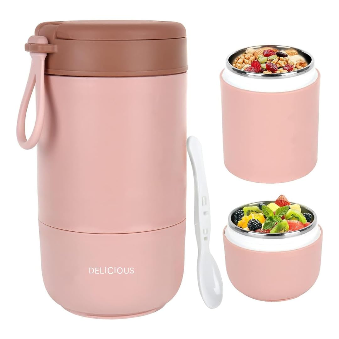 Insulated Lunch Jar with Spoon - Hot & Cold Food Container -17