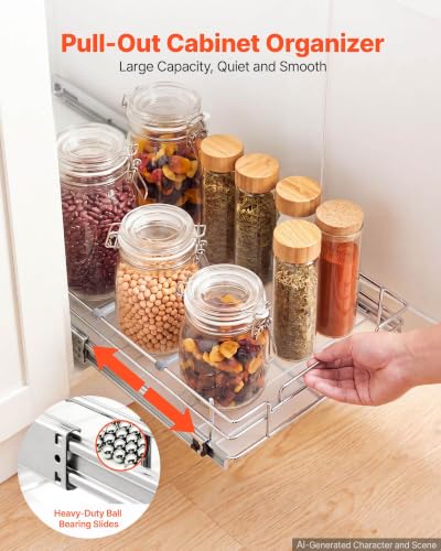 Image of VEVOR Pull Out Cabinet Organizer 12.2 inch W x 20.98 inch D Steel Slide Out Drawers