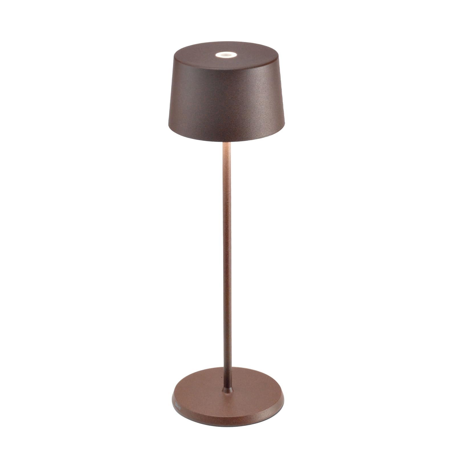 Zafferano, Olivia Pro, Lampada da Tavolo Ricaricabile e Senza Fili con Controllo Touch, Adatta per Salotto ed Esterni, Dimmer, 2200-3000 K, Altezza 35 cm, Colore Corten