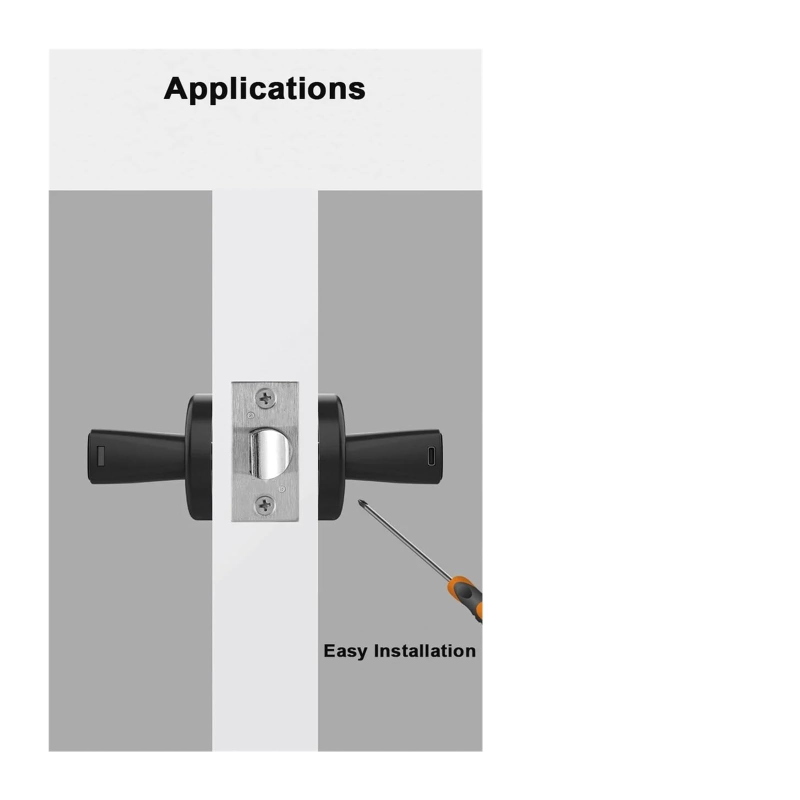 Cerradura de puerta inteligente con huella dactilar electrónica desbloqueo contraseña/llave, modo paso for dormitorio, Resistente a la intemperie(Nero)