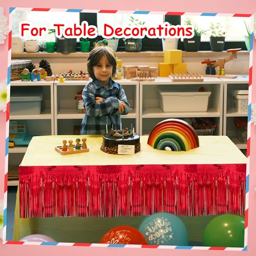Image of 4 Pack 10 Feet Glitter Red Parade Float Decorations for Trailer Car, Glitter Foil Fringe Metallic Tinsel Streamers Banner Garland for Graduation Weeding Homecoming Birthday Party (Glitter- Red)