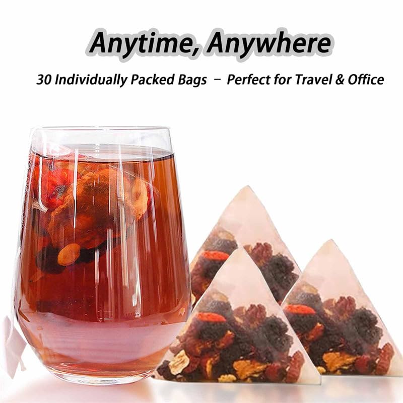 Ginseng Five Treasure Tea, Kidney Tea formula Ginseng Five Treasures, Red Date Wolfberry Mulberry Health, (2pcs)