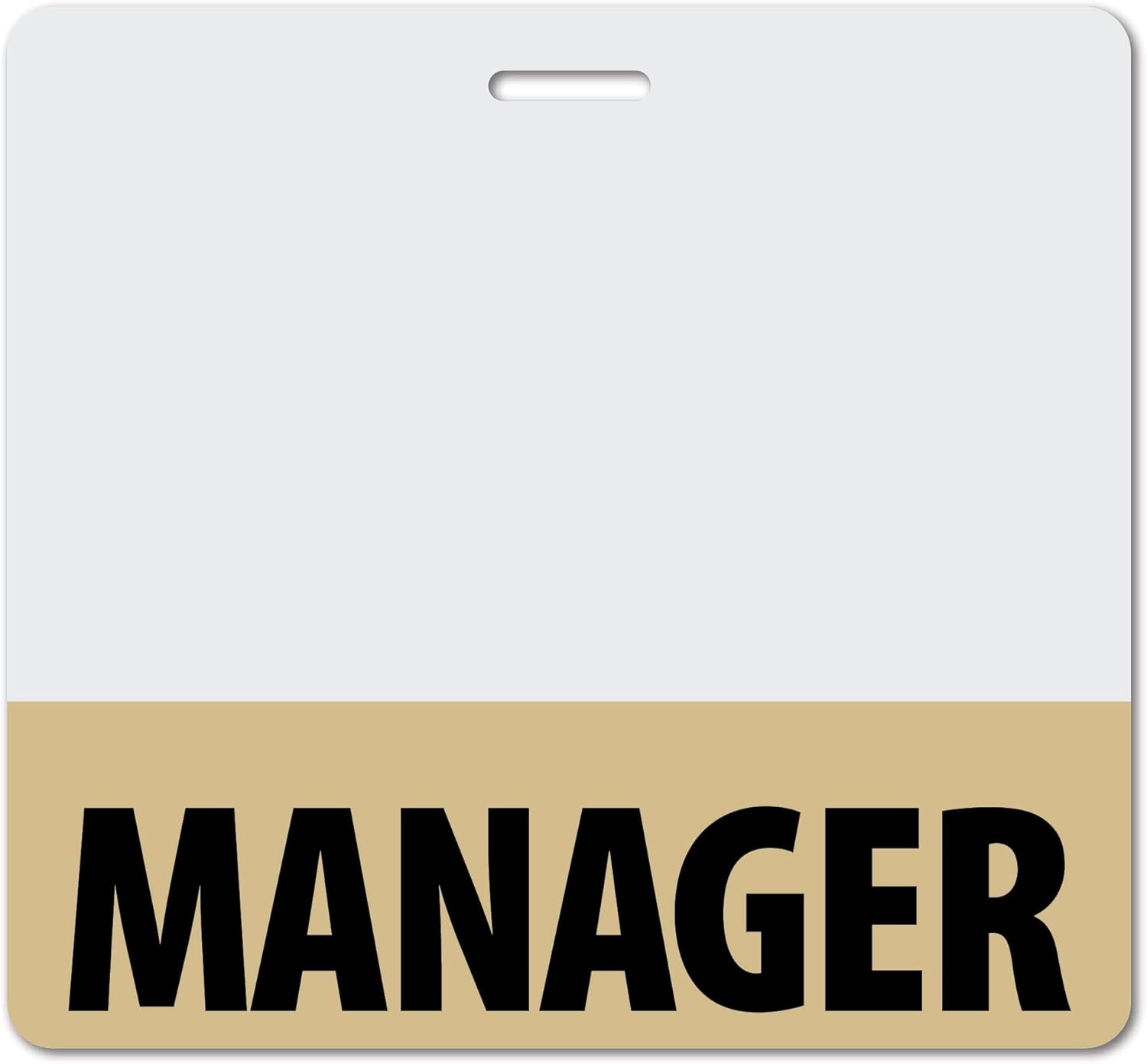 Manager Heavy Duty Horizontal Tan (20 Pack) - Spill & Tear Proof Cards - 2 Sided USA Printed Quick Role Identifier ID Tag Backer by BadgeZoo