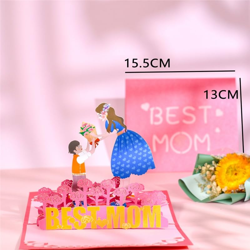 Carte de Voeux Carte de fête des mères heureuse 3D de la fille fils 3D anniversaire cartes de voeux for la meilleure maman (10 pack) (Color : 10 cards)