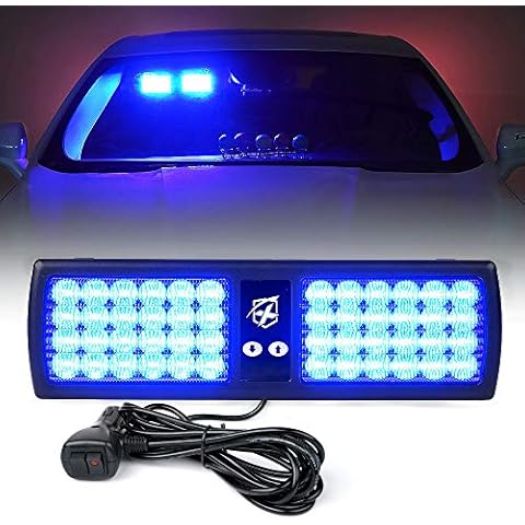 Xprite Blue LED Visor Strobe Flashing Lights Sunshield Hazard Warning Light for Law Enforcement Emergency Vehicles Trucks Cars Cover