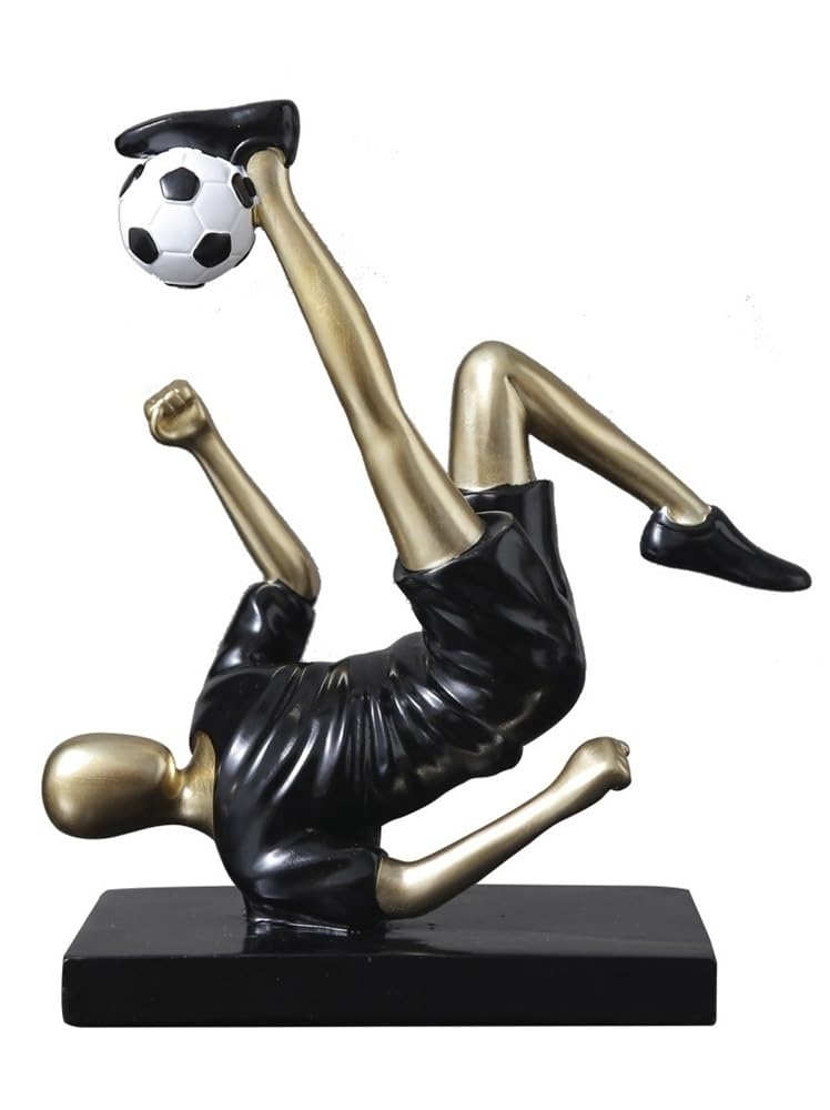 Figura decorativa (2 unidades), diseño de figuras de fútbol creativas, resina, decoración para oficina, salón, hogar, figura artística