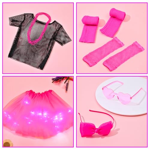 Disfraz para niñas años 80 con accesorios y tutú luminoso miniatura 5