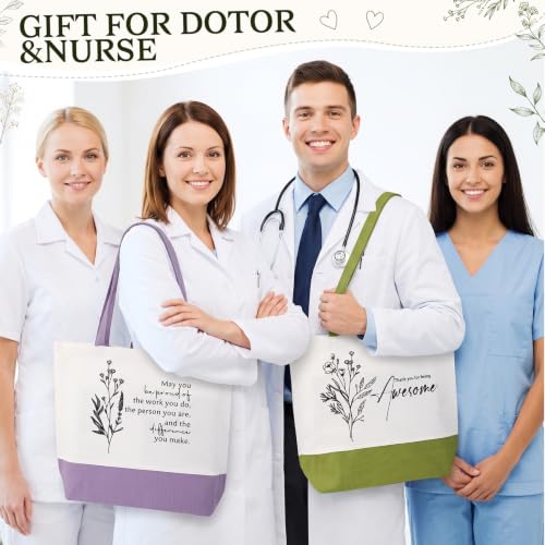Image of 6 Pcs Thank You Canvas Bag for Women Reusable | Housekeeping Week Gift, Employee Appreciation Gifts Tote for Women Nurse Teacher, Grocery Shopping, Retirement Gift, Canvas