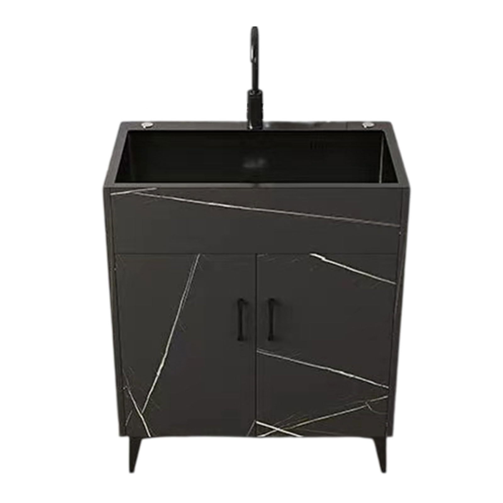 WBJGUOD Kitchen Sink Cabinet, Single Bowl Utility with Faucet and Storage Shelves Bathroom Commercial for Kitchen, Restaurant, Outdoor, Laundry