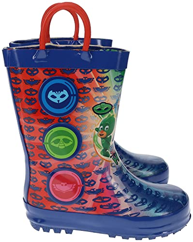 PJ Masks Toddler Rain Boots with Easy-On Handles, Catboy, Gekko, and Owlette, Blue, Size Toddler 7/83