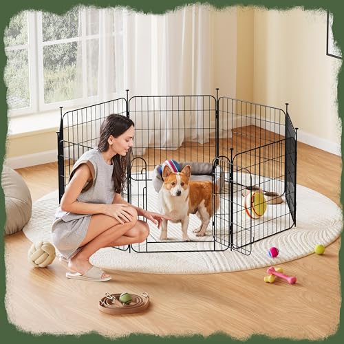 Image of Yaheetech 24in 8-Panel Expandable Dog Playpen for Puppy /Small Animals | Durable Metal Frame, Safety Lock Door, Floor Protectors, No-Tool Assembly, Foldable Portable for Indoor Yard RV Camping