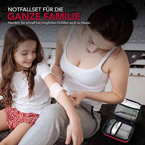 Foto von Zenwells® Erste-Hilfe-Set/First Aid Kit nach DIN 13167, wasserdicht & kompakt, ideal für Outdoor, Auto, Fahrrad & Reisen, inkl. Notfallzubehör & Hartschalenetui
